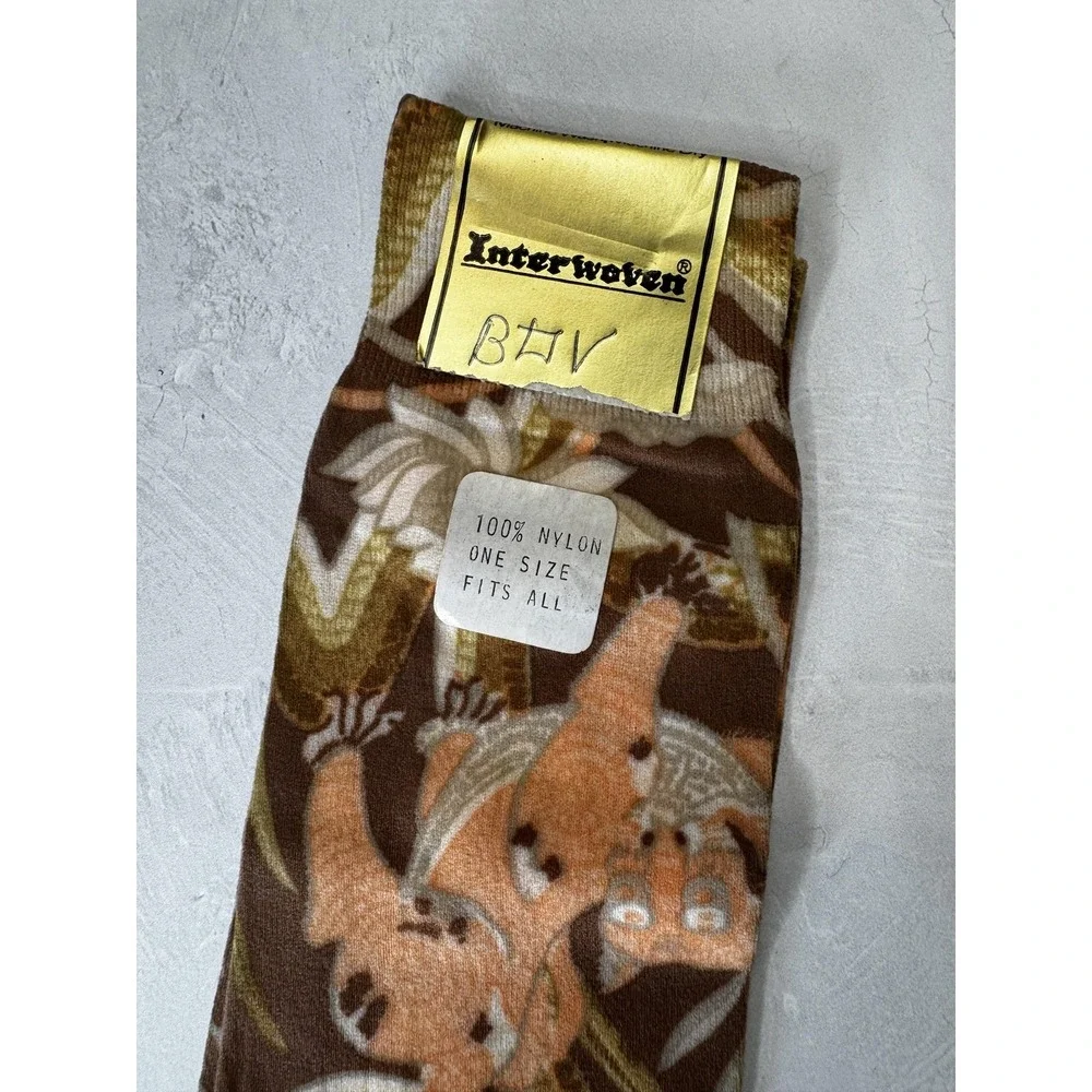 Vintage Socks One Size Asian Dragon Floral Unisex 70s 60s Cosplay Costume Prop‎